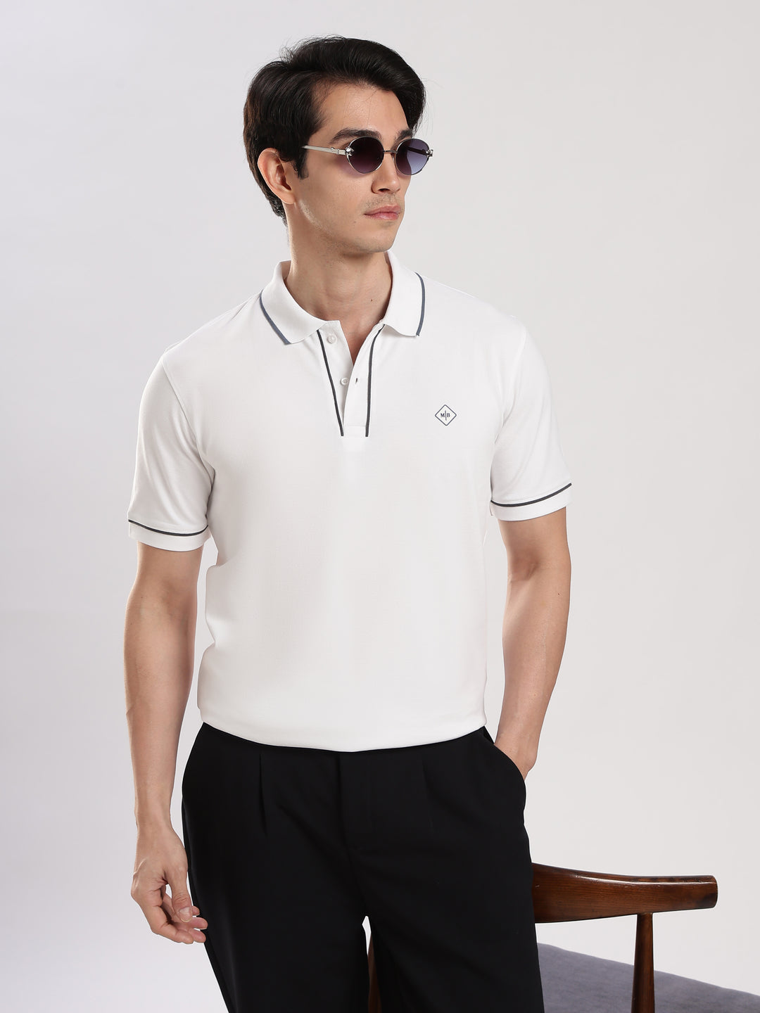 White Solid  Polo T-Shirt