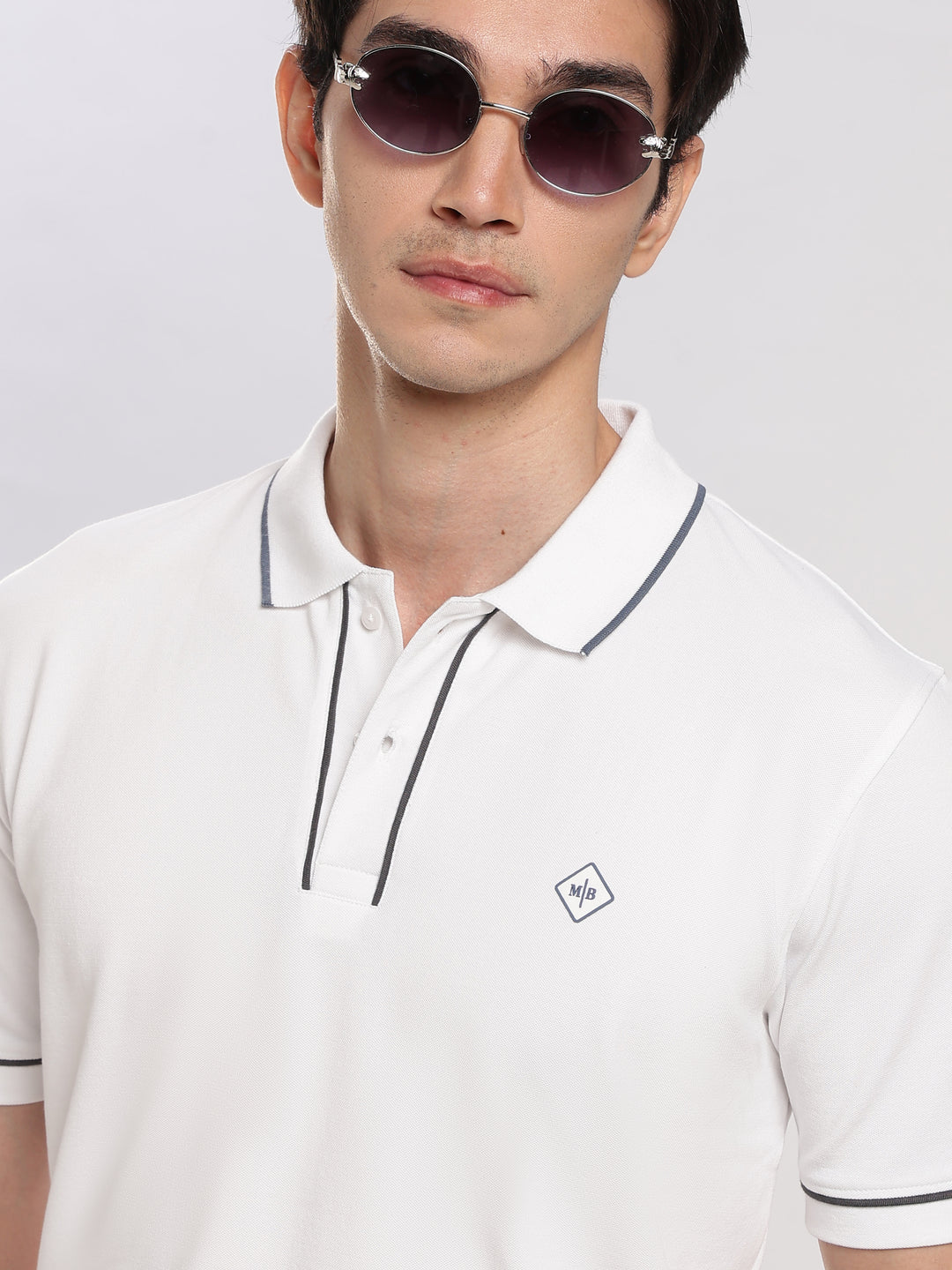White Solid  Polo T-Shirt
