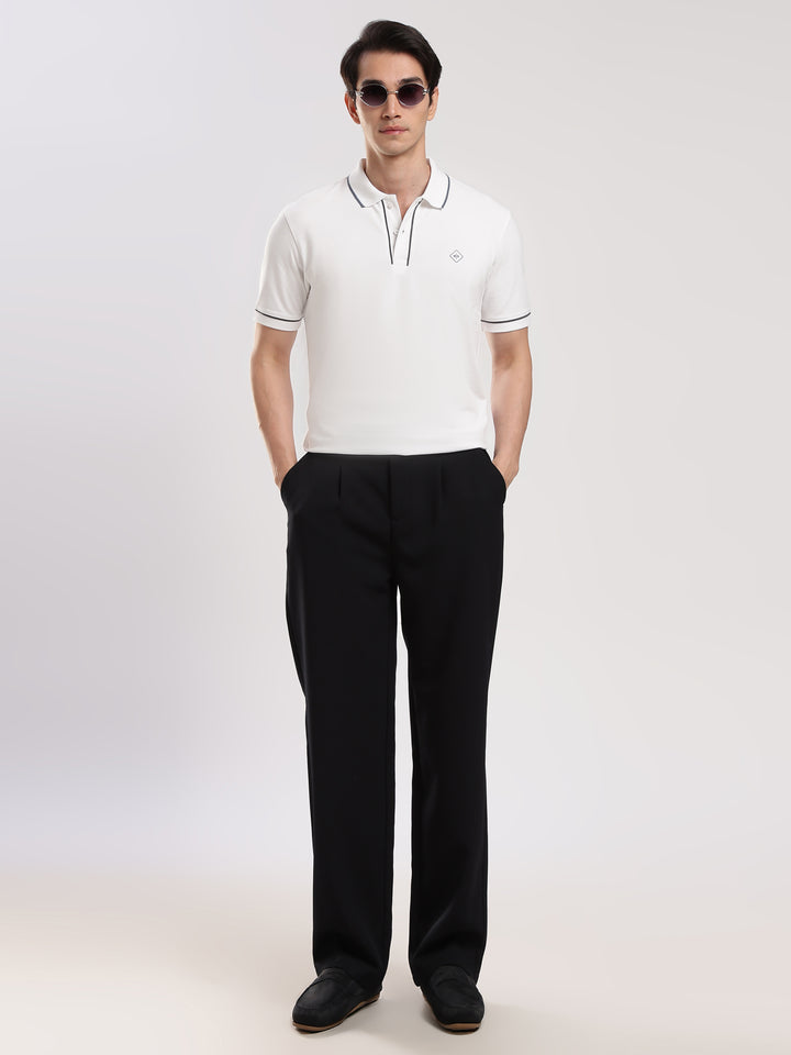 White Solid  Polo T-Shirt