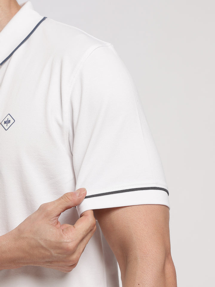 White Solid  Polo T-Shirt