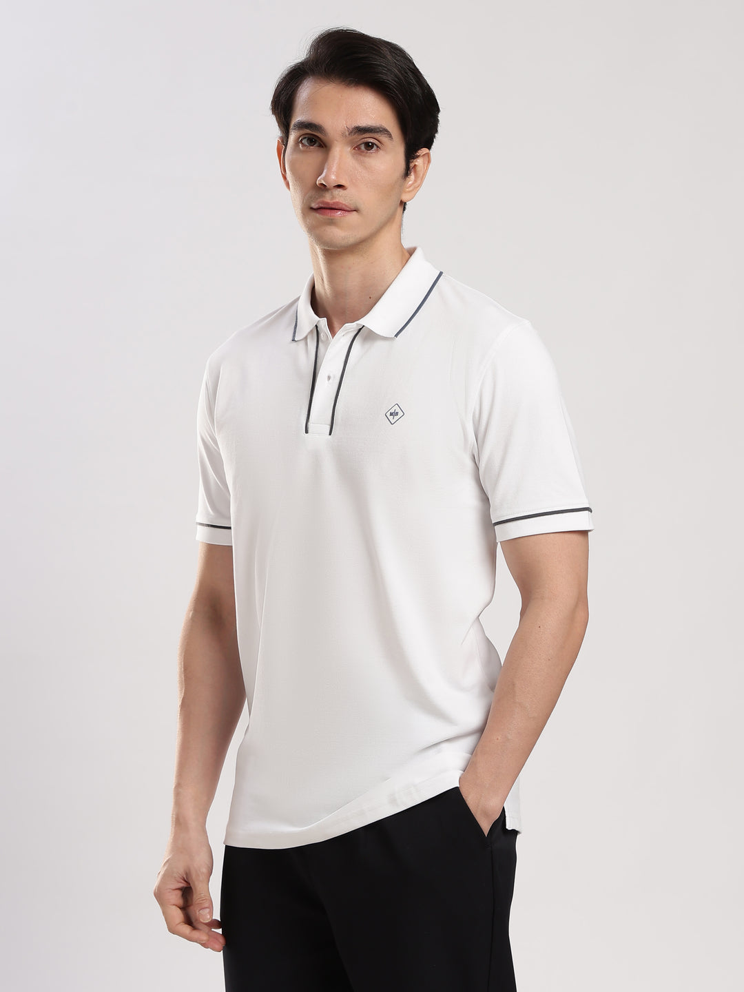 White Solid  Polo T-Shirt