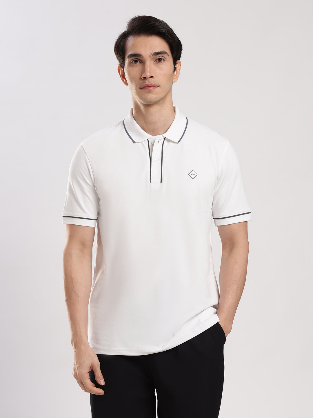 White Solid  Polo T-Shirt