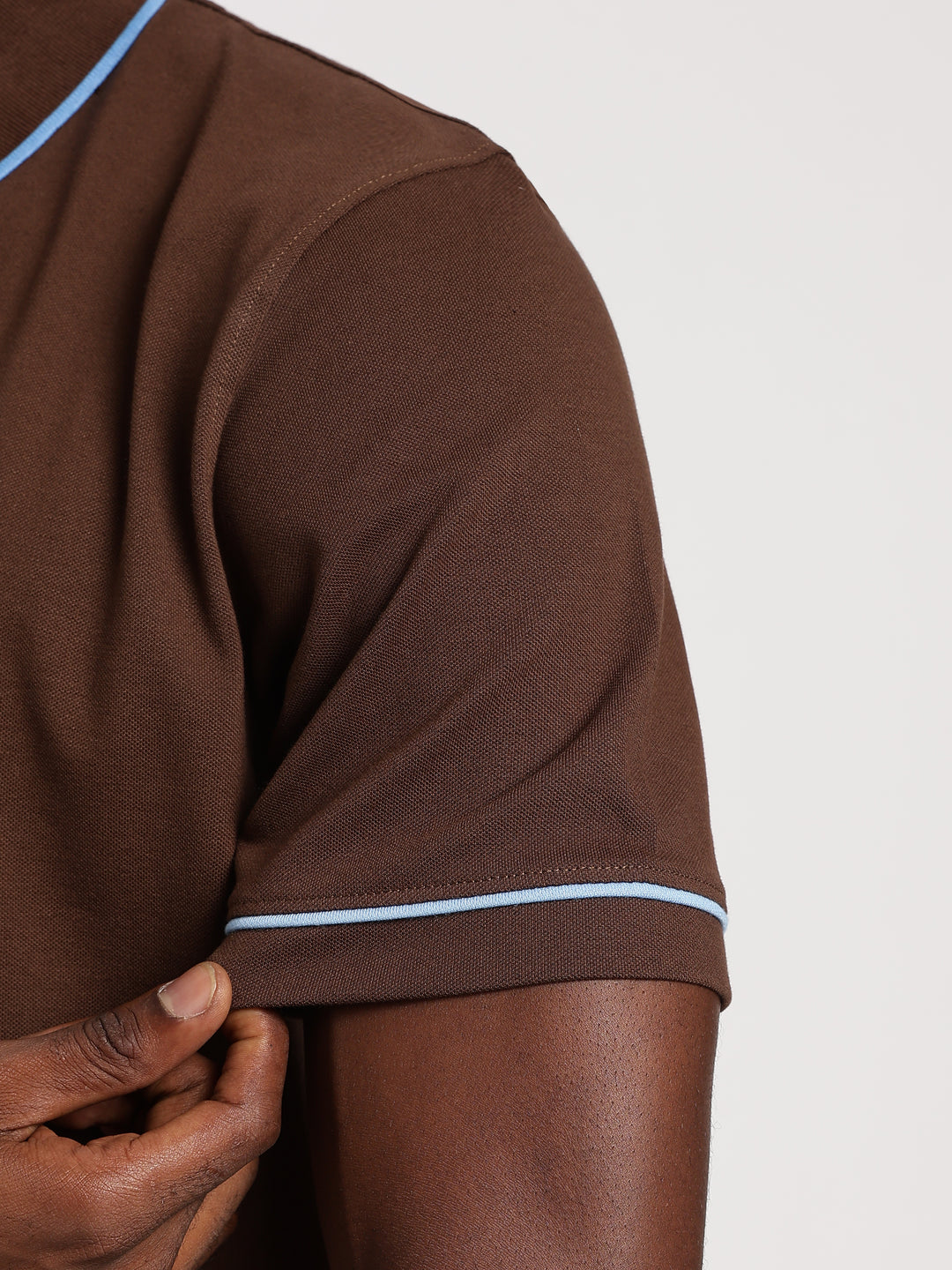 Dark Brown  Solid Half Sleeve Polo T-Shirt