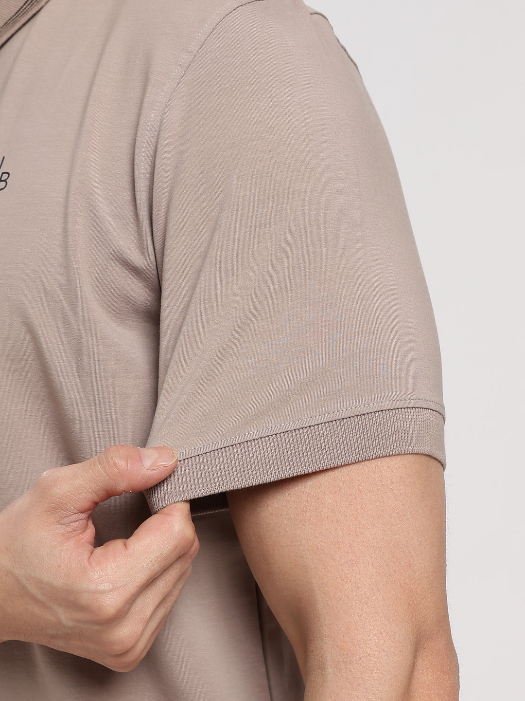 Pastel Brown  Solid Half Sleeve Polo T-Shirt