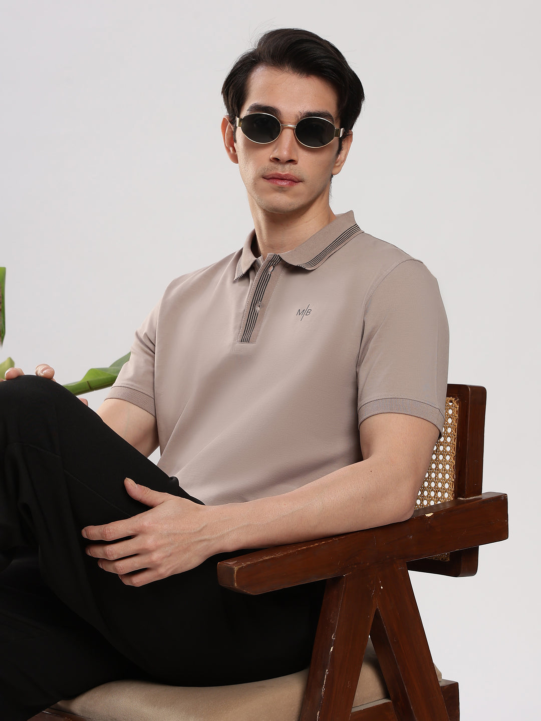 Pastel Brown  Solid Half Sleeve Polo T-Shirt