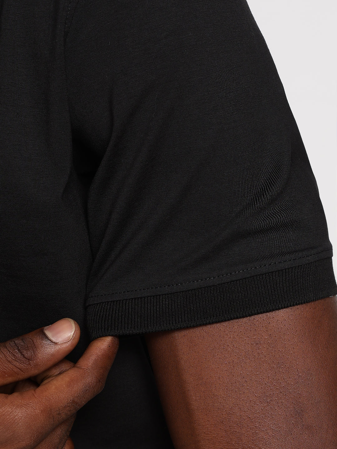 Black Solid  Half Sleeve Polo T-Shirt