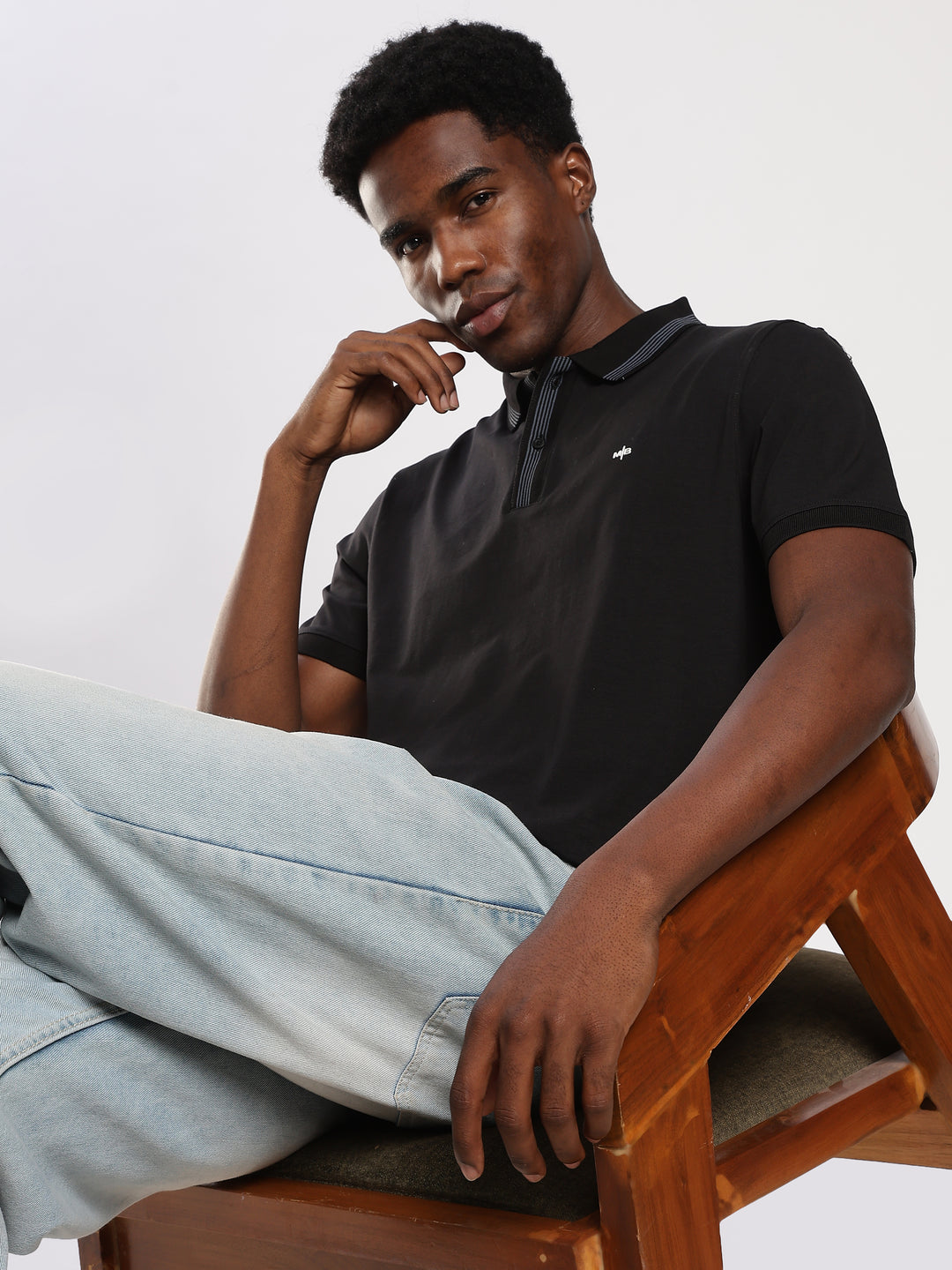 Black Solid  Half Sleeve Polo T-Shirt