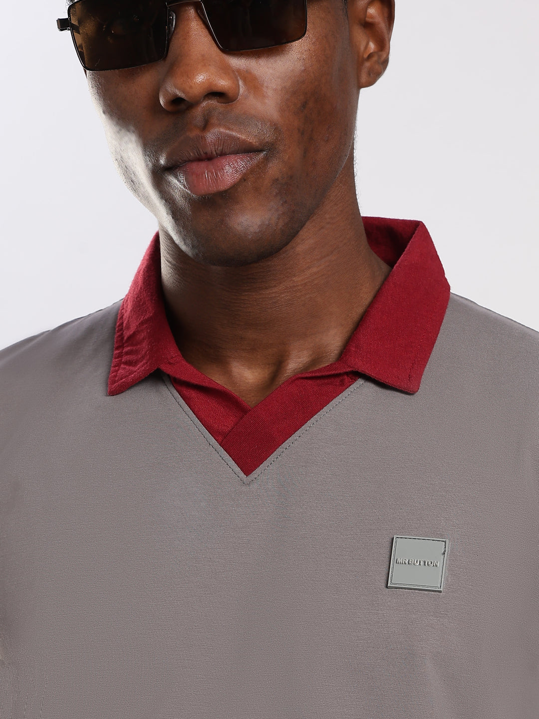 Light GREY  Solid  Regular Fit Polo T-Shirt