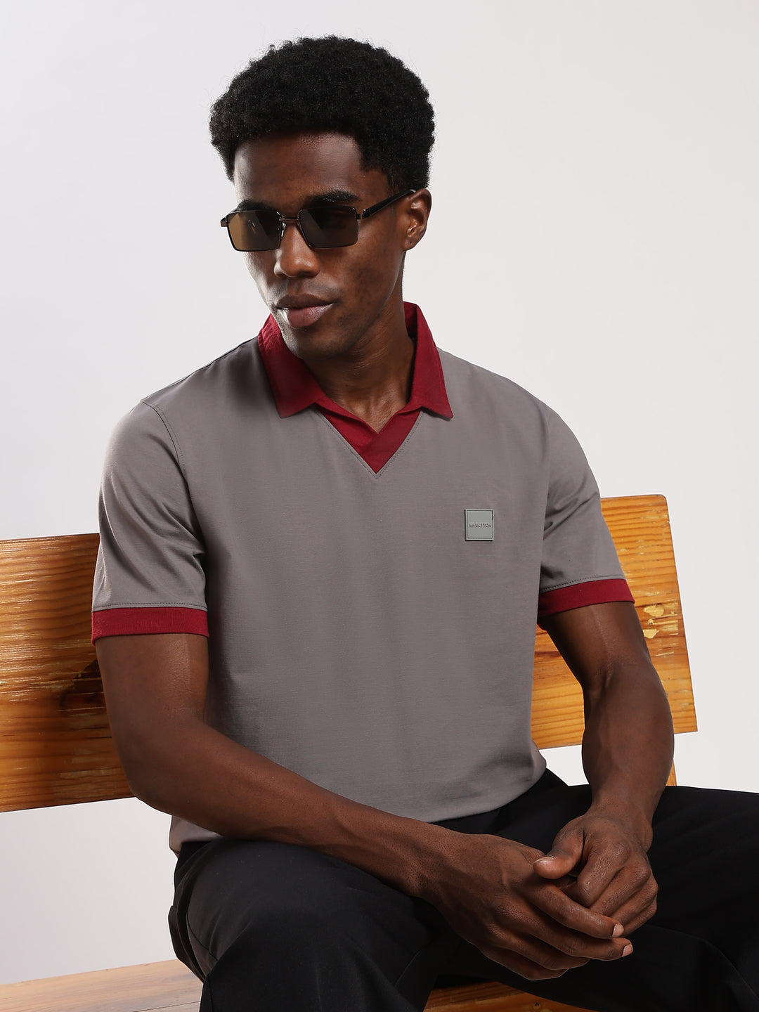 Light GREY  Solid  Regular Fit Polo T-Shirt
