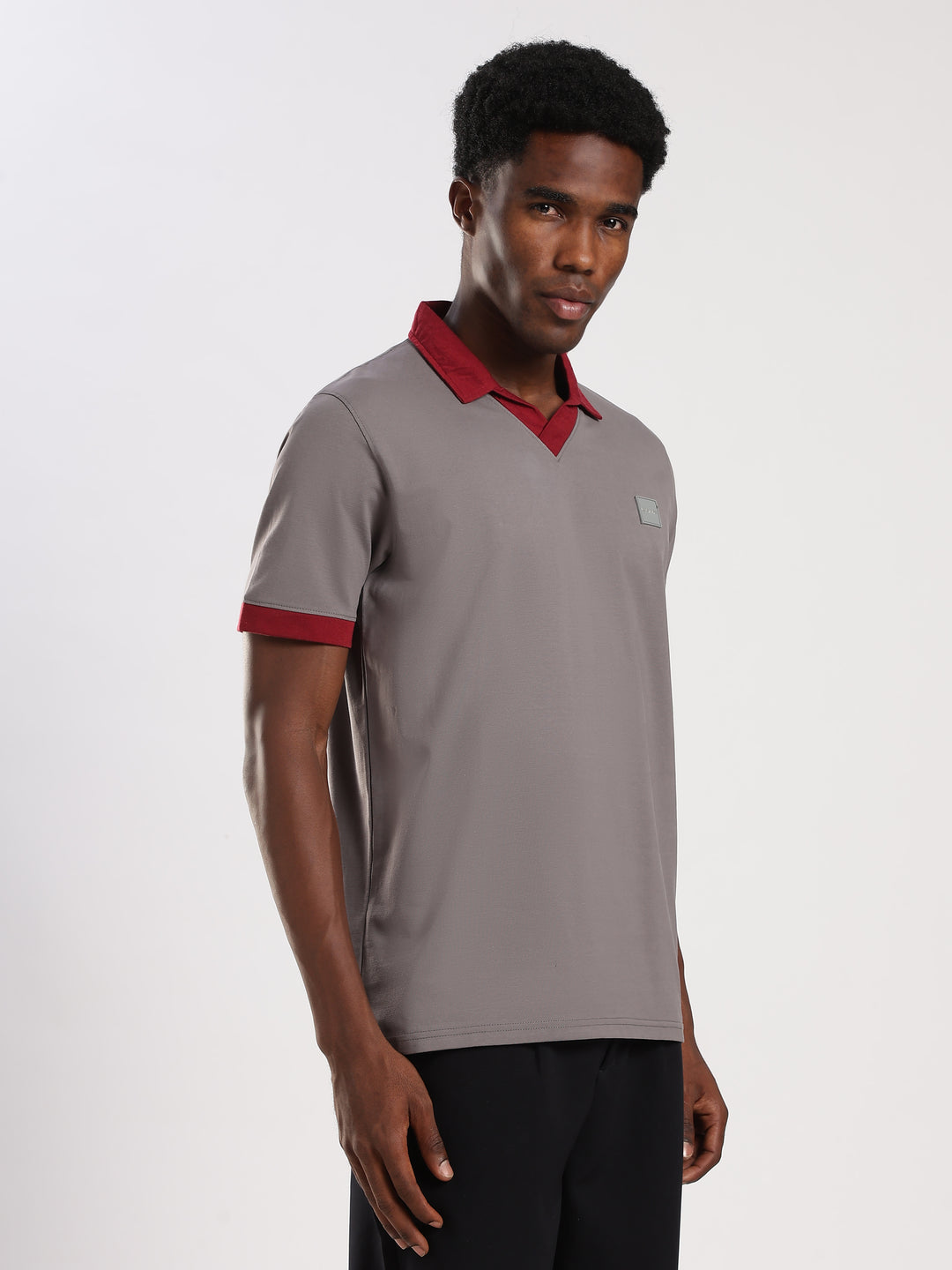 Light GREY  Solid  Regular Fit Polo T-Shirt