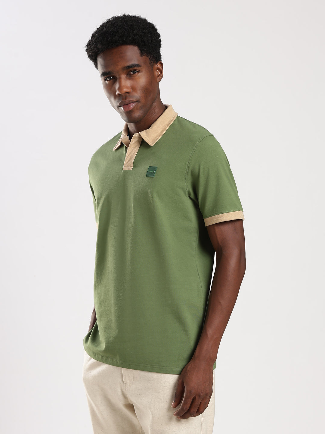 GREEN  Solid  Regular Fit Polo T-Shirt