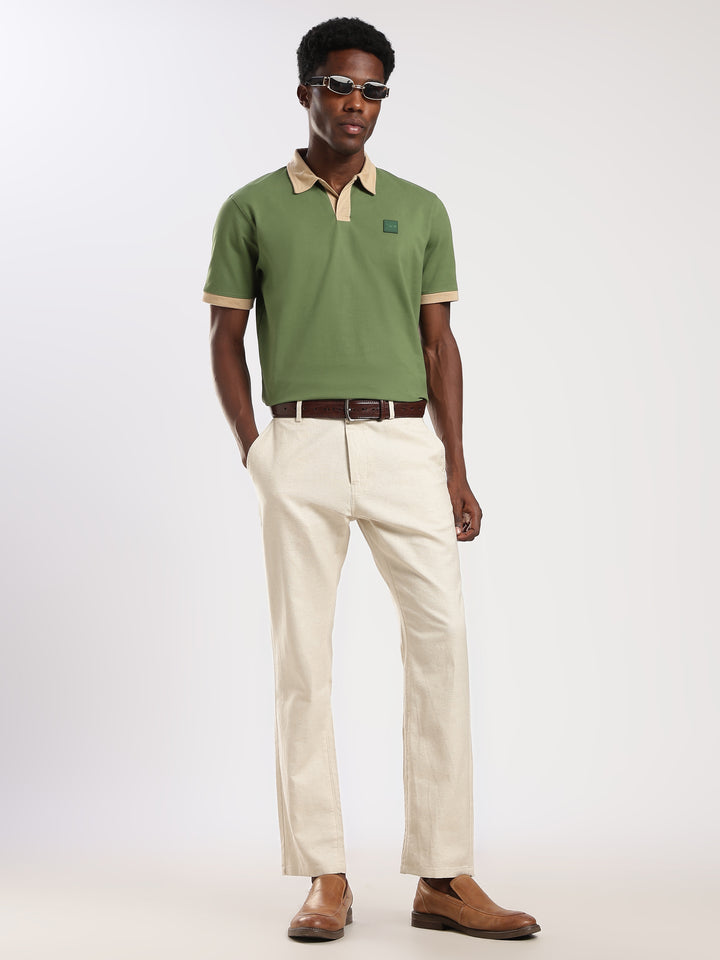 GREEN  Solid  Regular Fit Polo T-Shirt