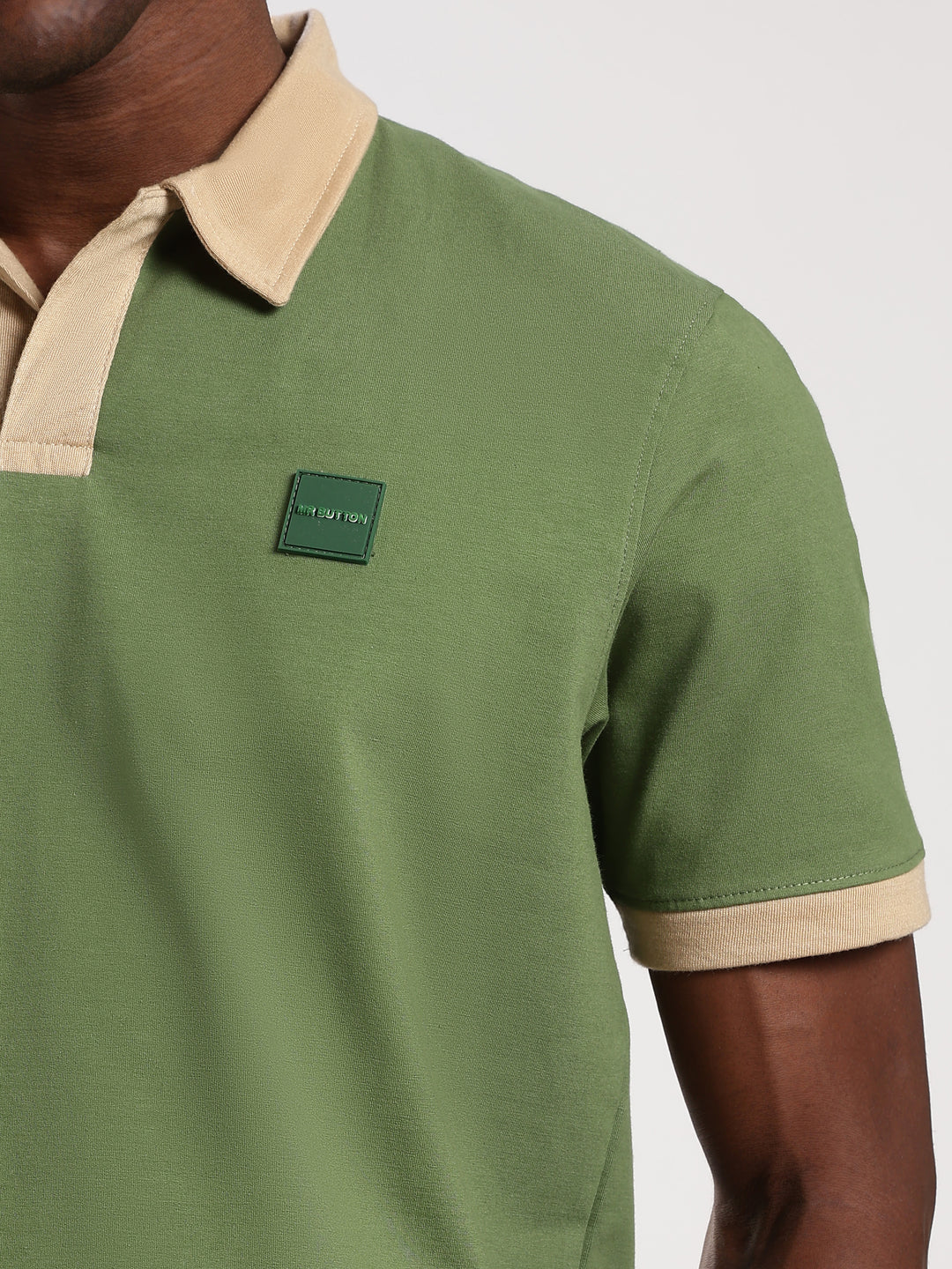 GREEN  Solid  Regular Fit Polo T-Shirt