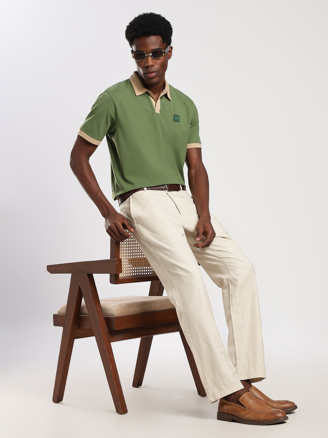 GREEN  Solid  Regular Fit Polo T-Shirt