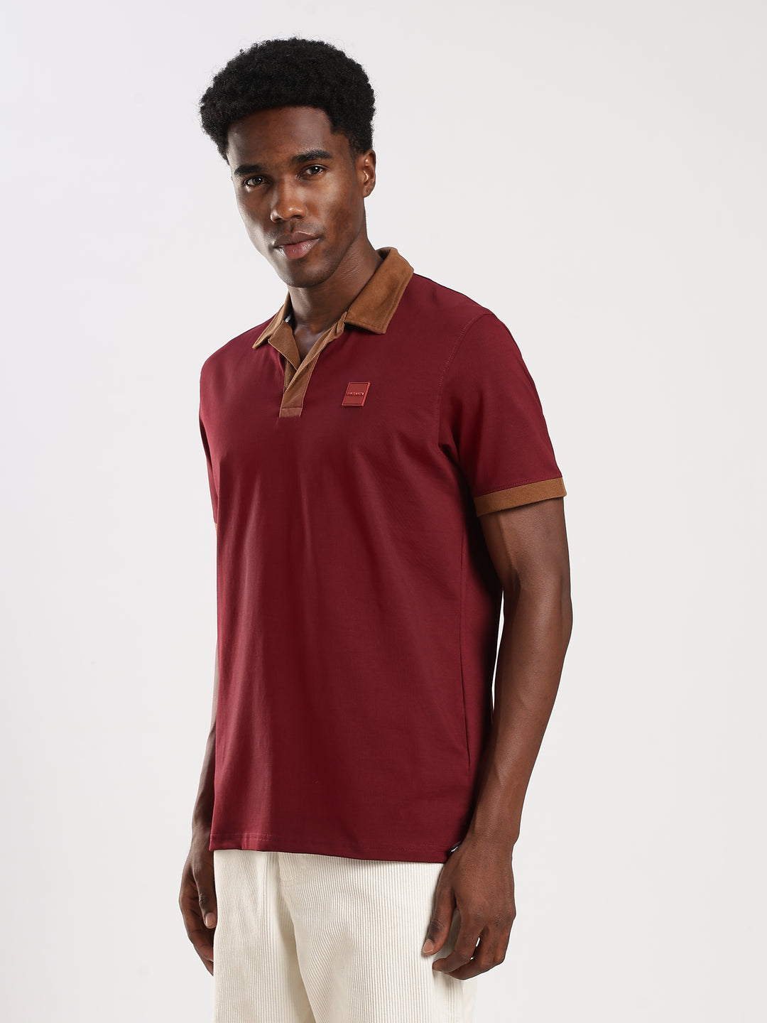 MAROON  Solid  Regular Fit Polo T-Shirt