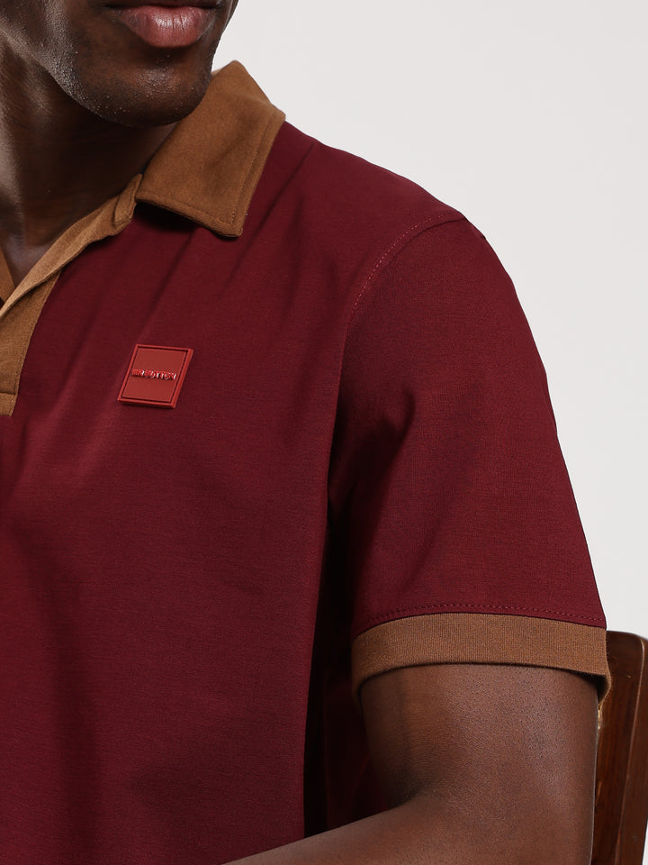 MAROON  Solid  Regular Fit Polo T-Shirt