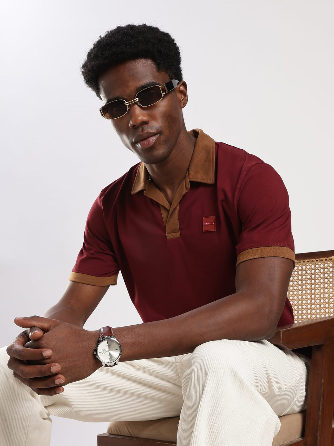 MAROON  Solid  Regular Fit Polo T-Shirt
