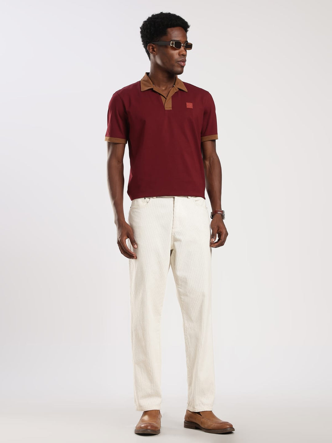 MAROON  Solid  Regular Fit Polo T-Shirt