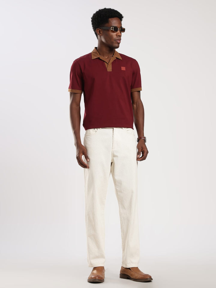 MAROON  Solid  Regular Fit Polo T-Shirt