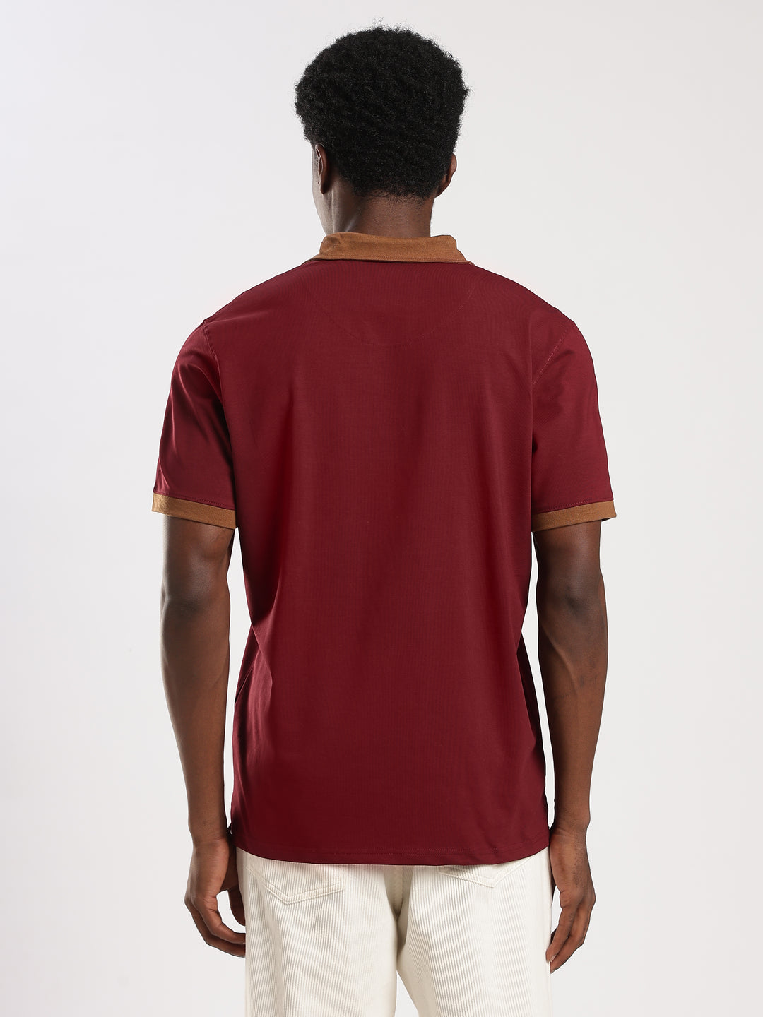 MAROON  Solid  Regular Fit Polo T-Shirt