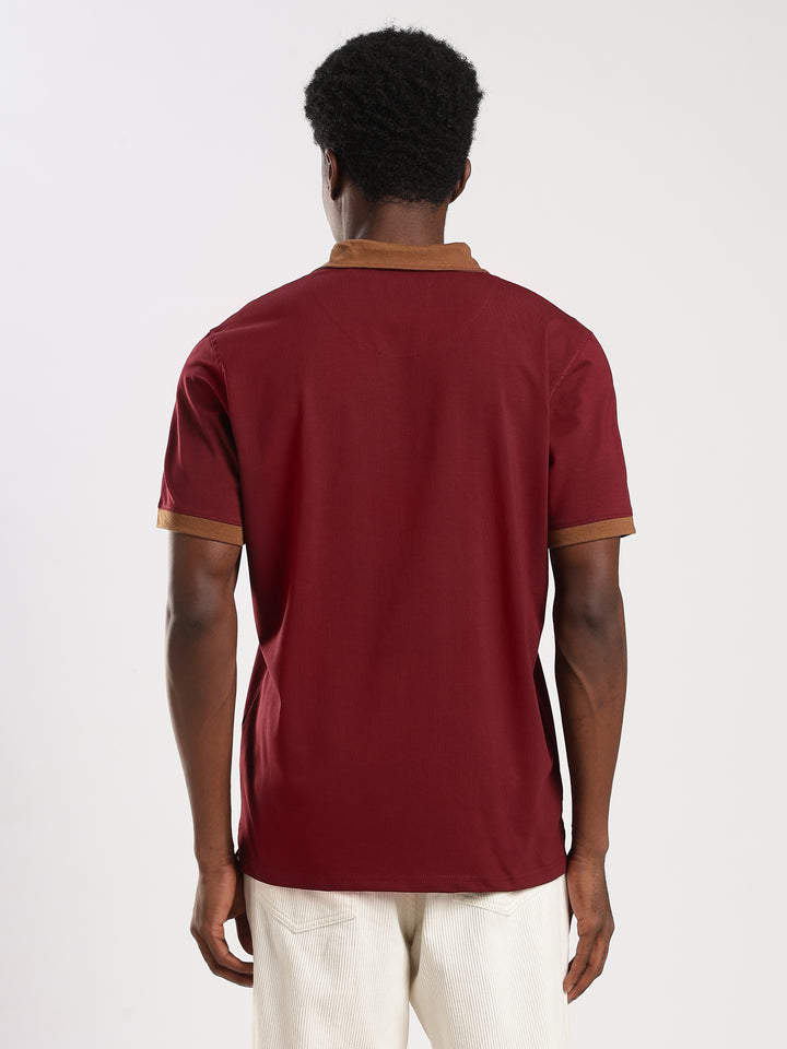 MAROON  Solid  Regular Fit Polo T-Shirt