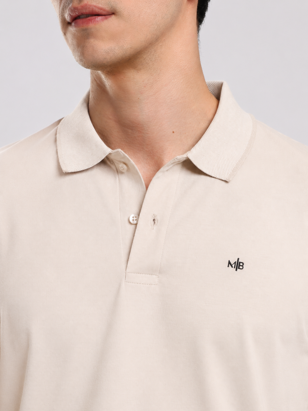 Beige Solid  Half Sleeve Polo T-Shirt