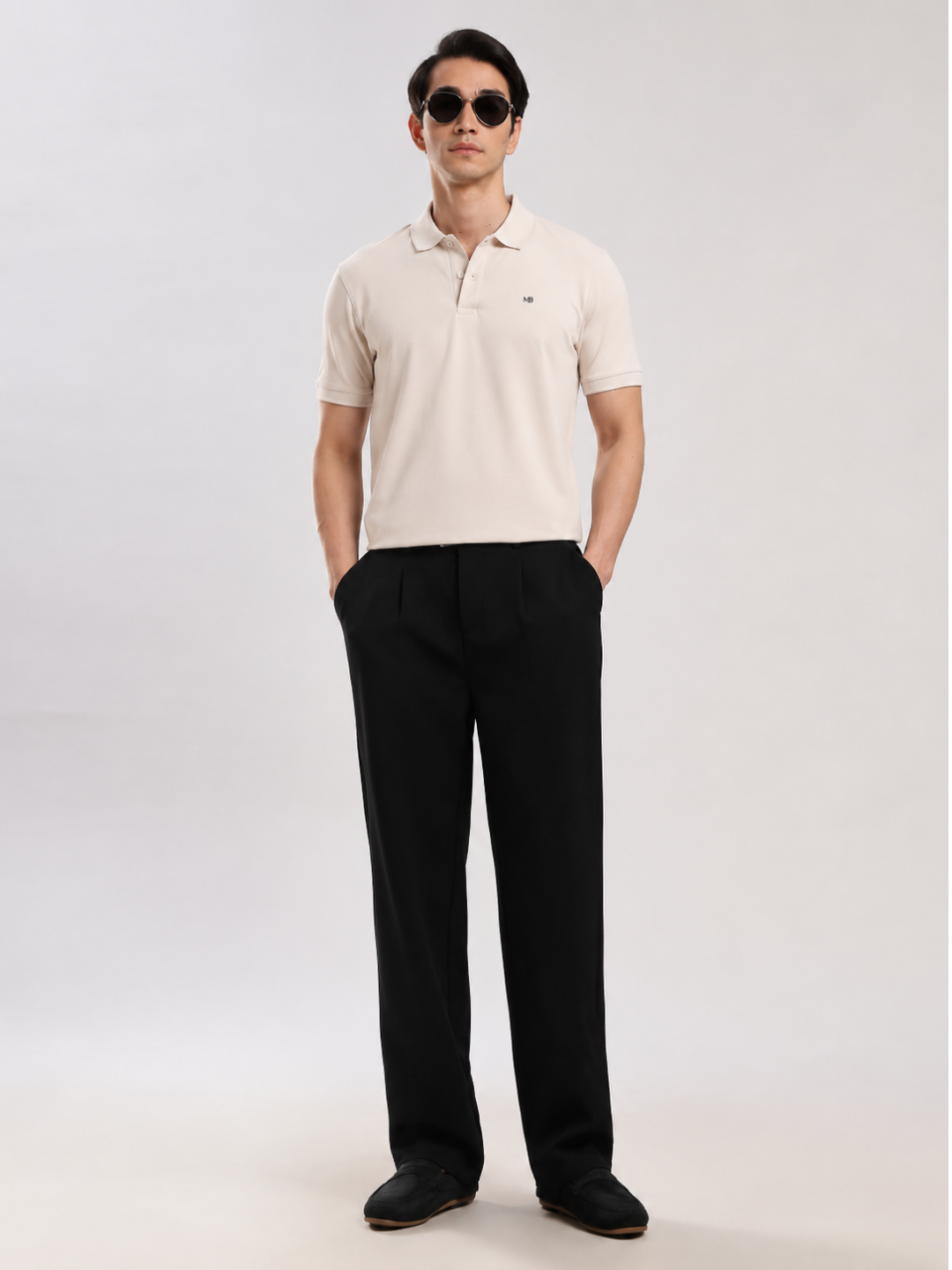 Beige Solid  Half Sleeve Polo T-Shirt
