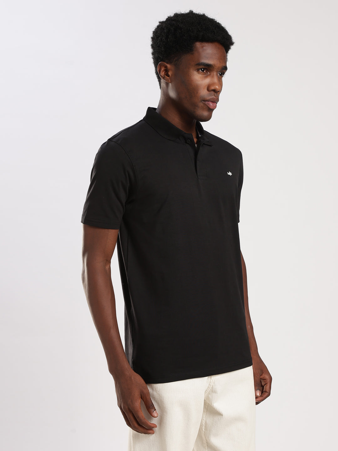 Black Solid Half Sleeve Polo T-Shirt