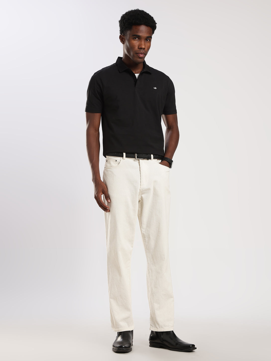 Black Solid Half Sleeve Polo T-Shirt