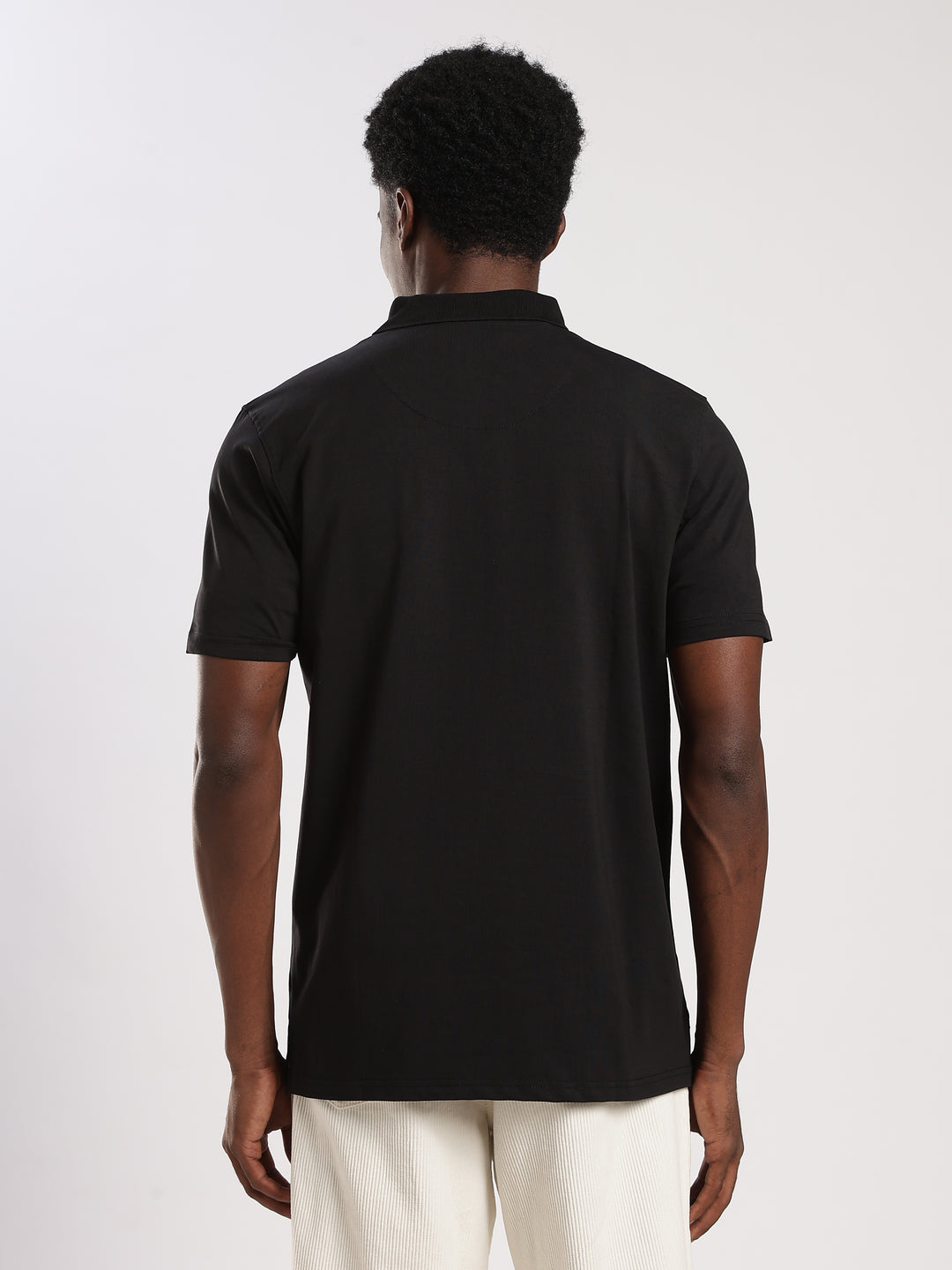 Black Solid Half Sleeve Polo T-Shirt