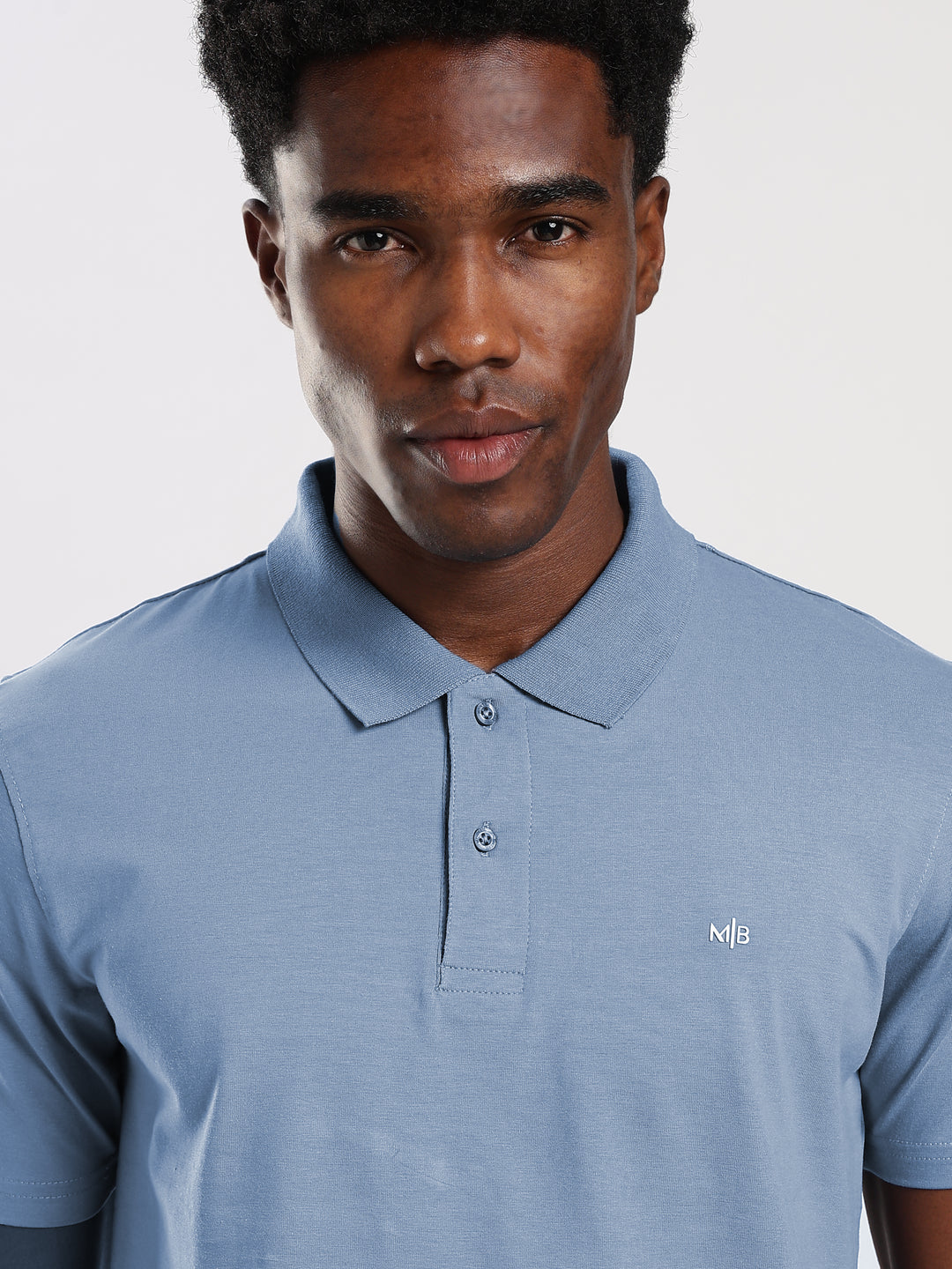 Ice Blue  Solid Half Sleeve Polo T-Shirt