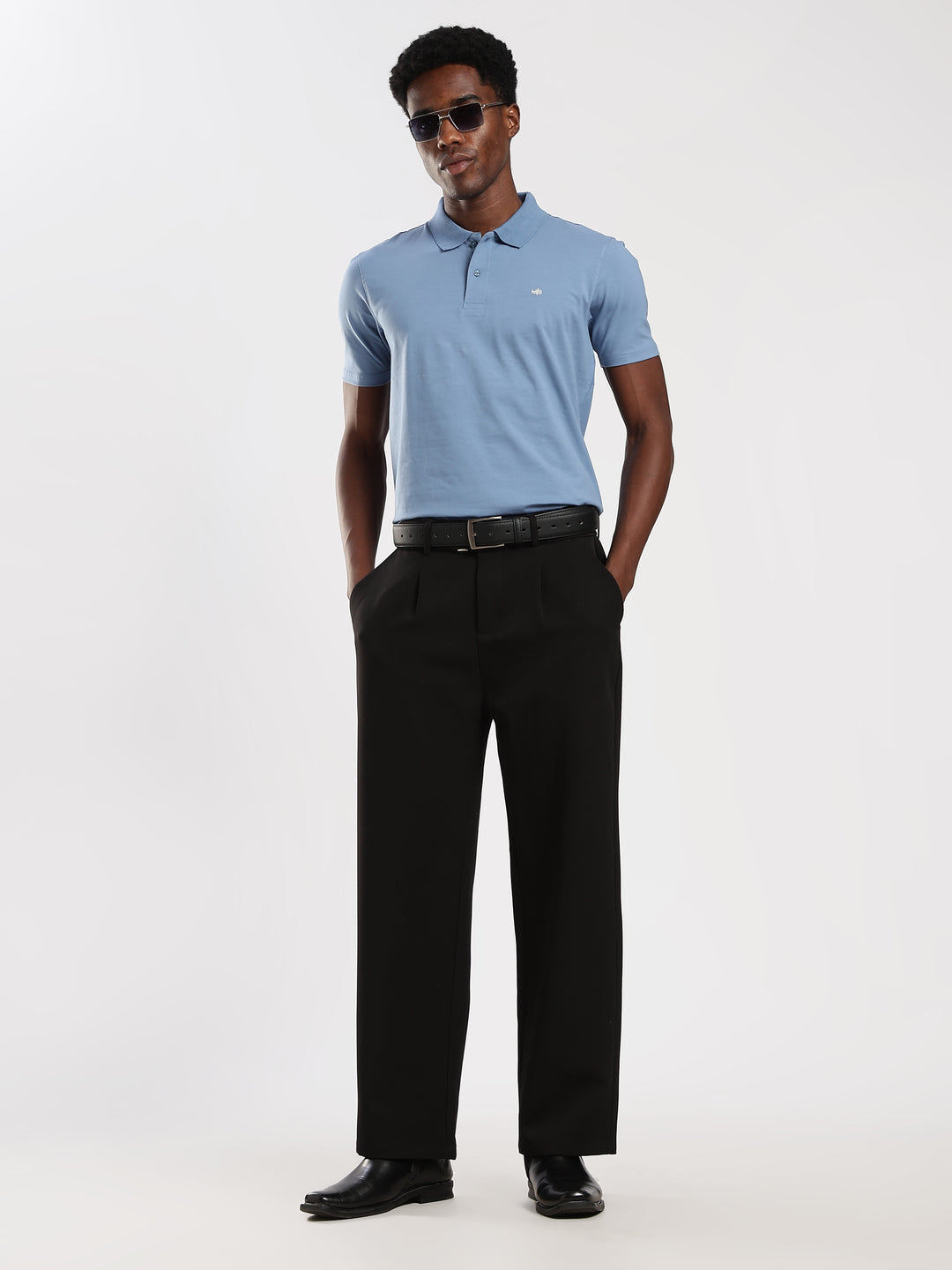 Ice Blue  Solid Half Sleeve Polo T-Shirt