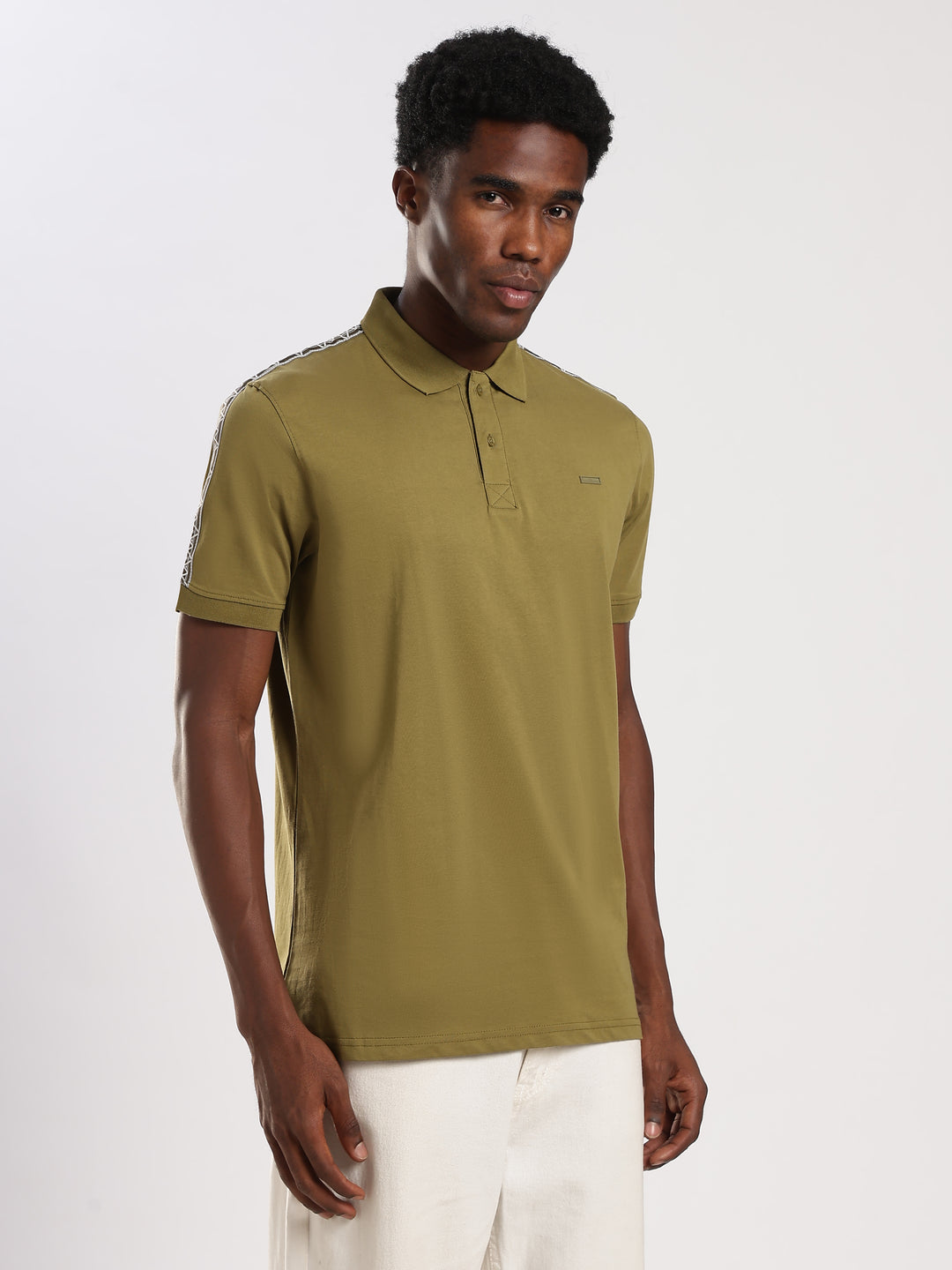 Olive  Solid Half Sleeve Polo T-Shirt