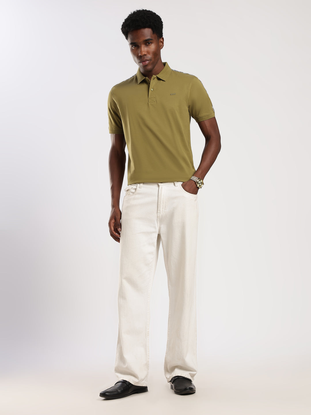 Olive  Solid Half Sleeve Polo T-Shirt