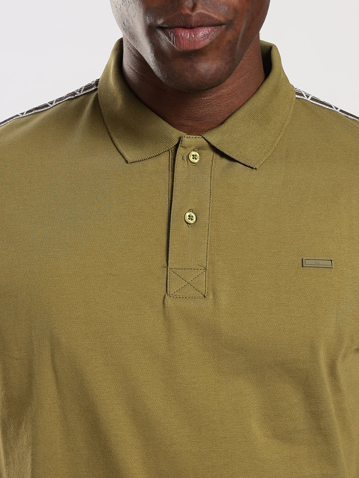 Olive  Solid Half Sleeve Polo T-Shirt
