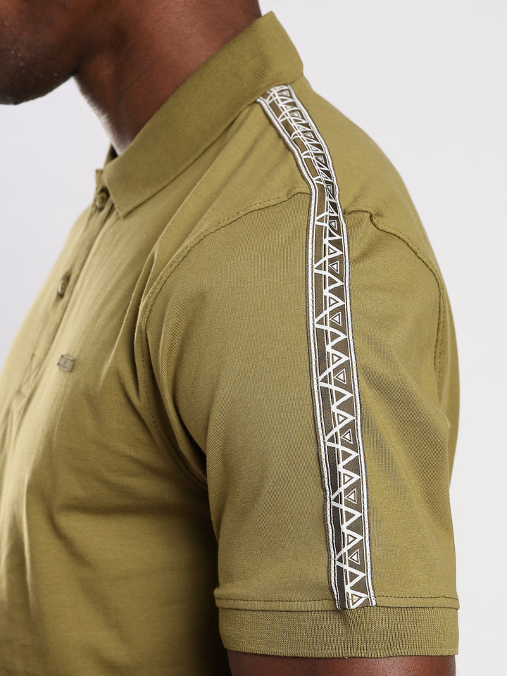 Olive  Solid Half Sleeve Polo T-Shirt