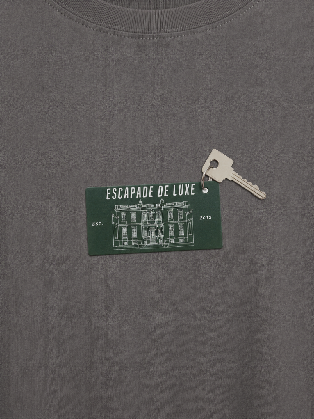 Dark Grey Cotton Lycra Regular Fit Printed Round Neck T-Shirt