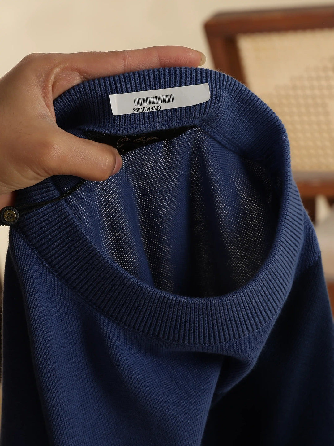 Blue Colour Block Flat Knit T-Shirt