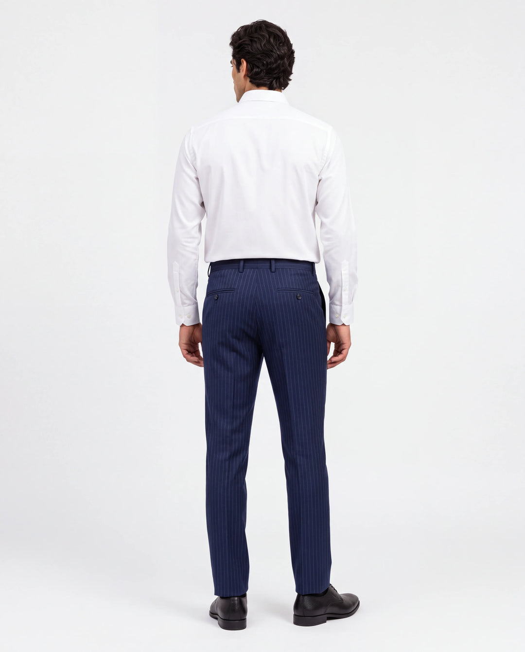 Blue Slim Fit Striped  Formal Trouser