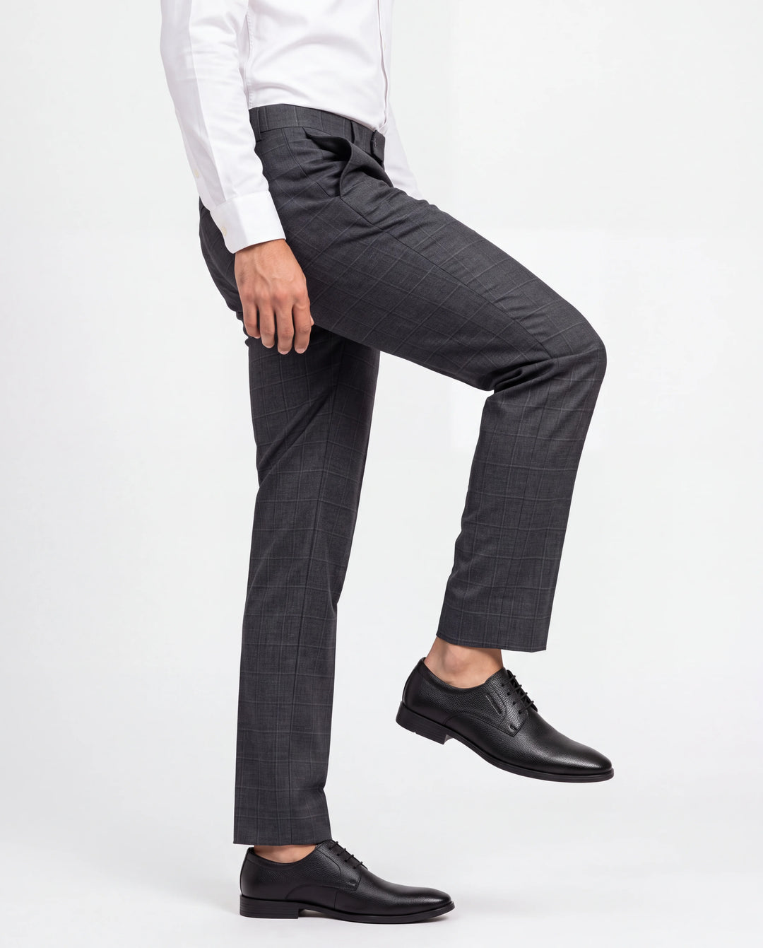 Grey Slim Fit Striped  Formal Trouser