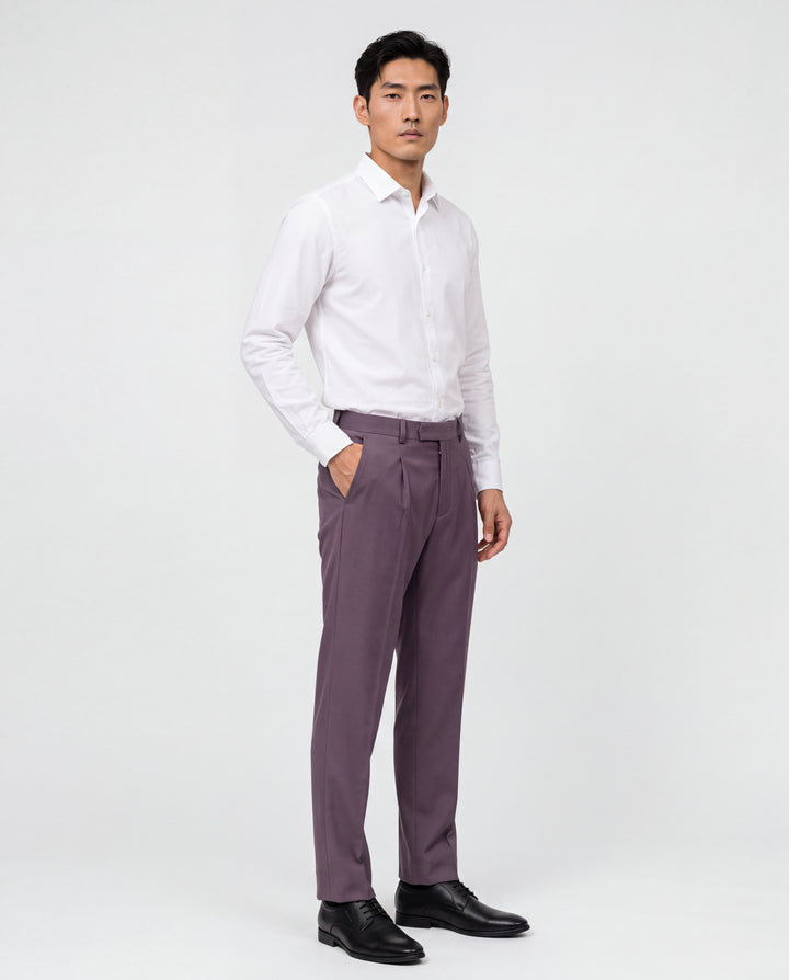 Peach Slim Fit Plain Formal Trouser