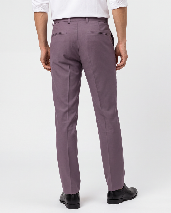 Peach Slim Fit Plain Formal Trouser