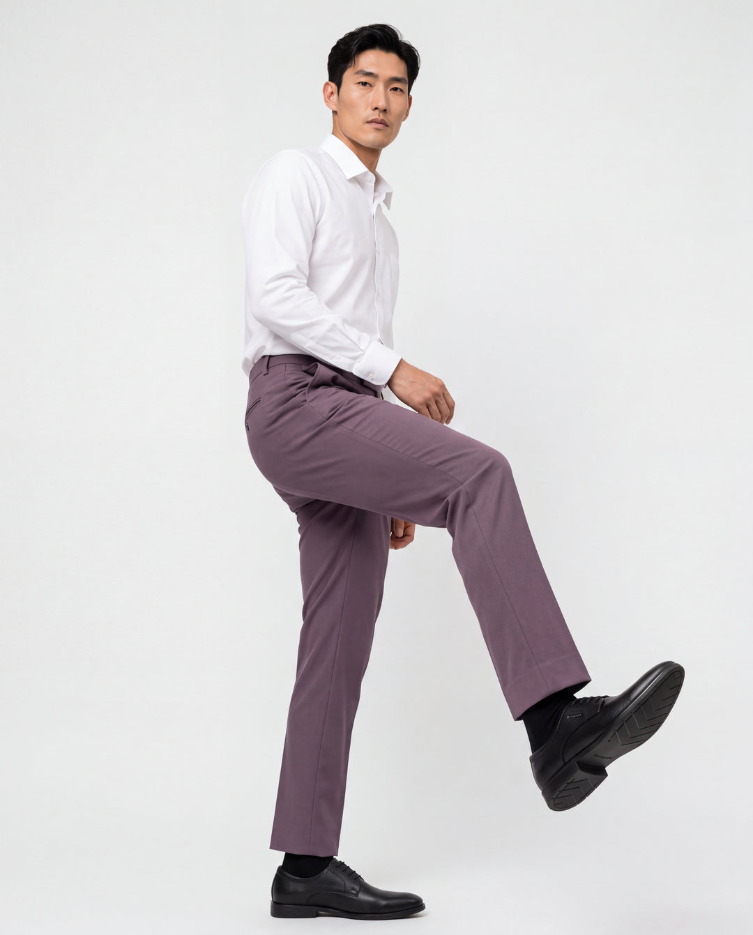 Peach Slim Fit Plain Formal Trouser