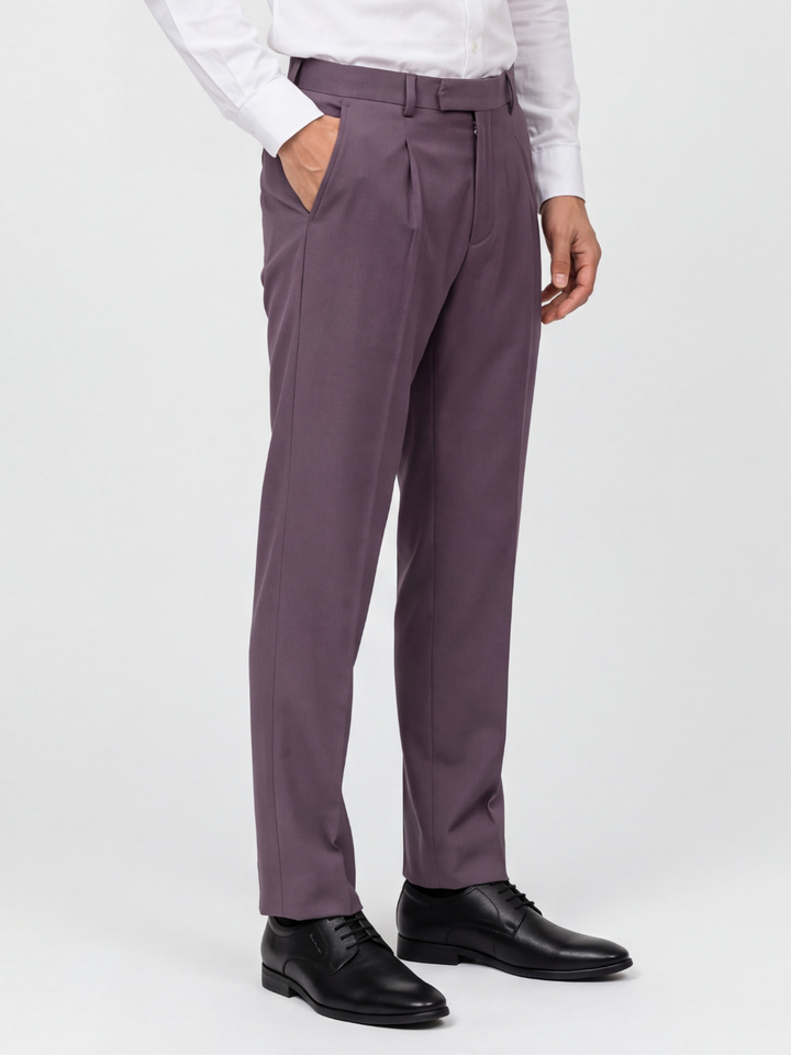 Peach Slim Fit Plain Formal Trouser