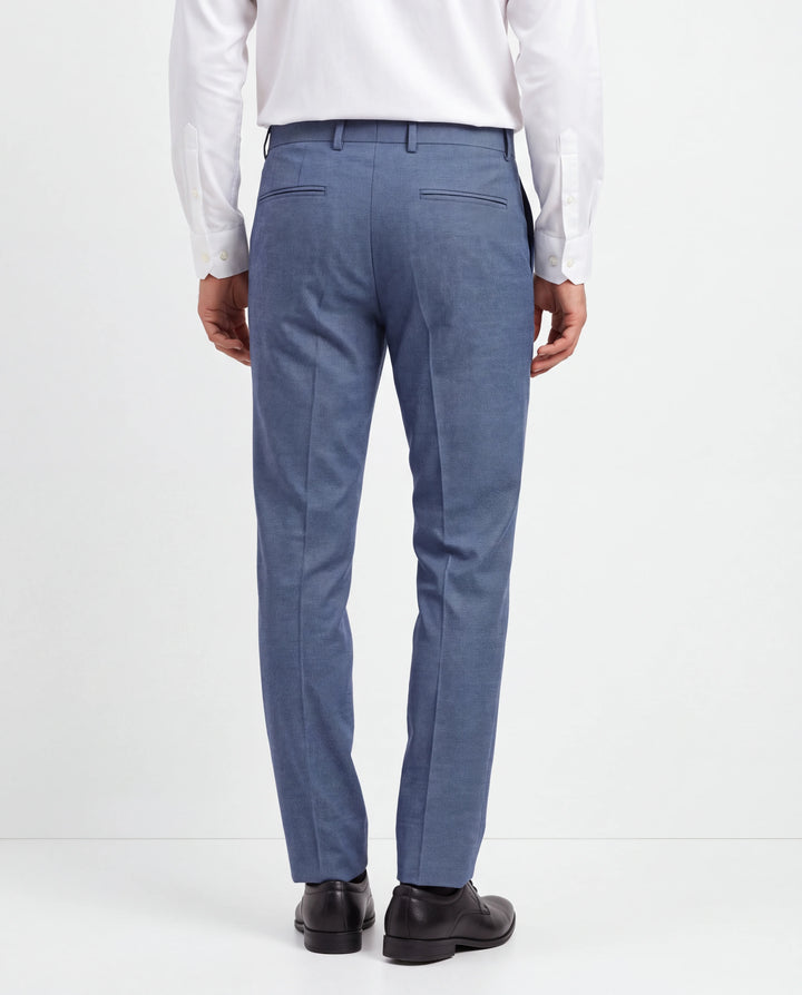 Blue Slim Fit Plain Formal Trouser