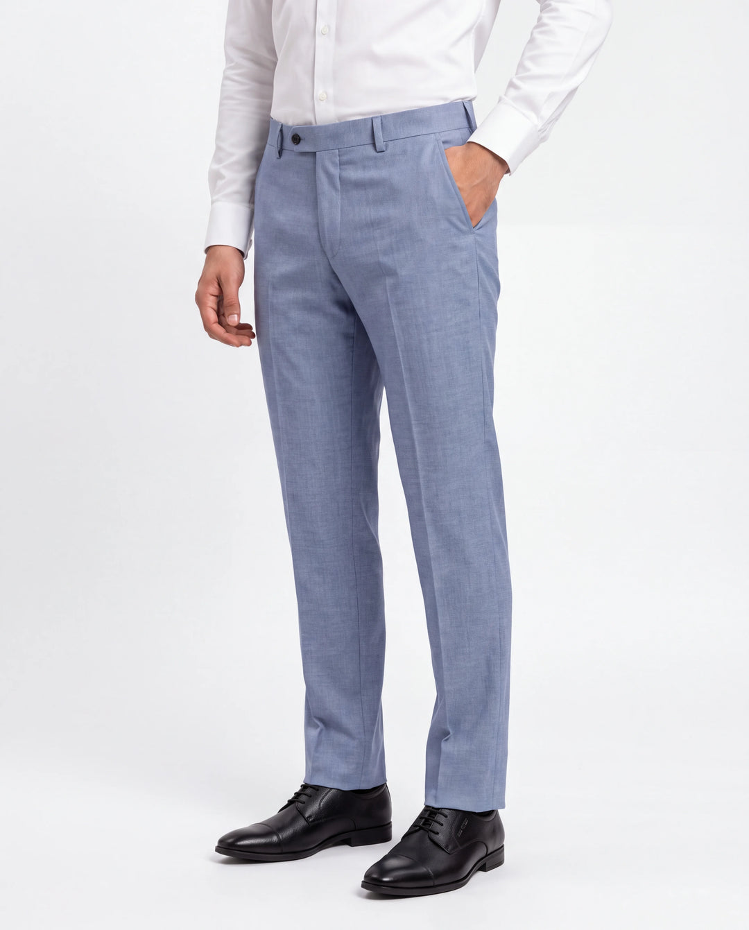 Blue Slim Fit Plain Formal Trouser