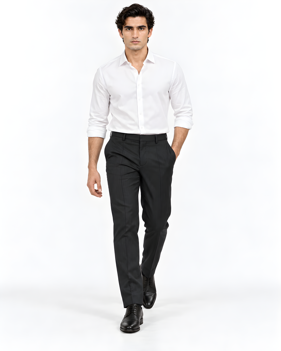 Dark Blue Slim Fit Plain Formal Trouser