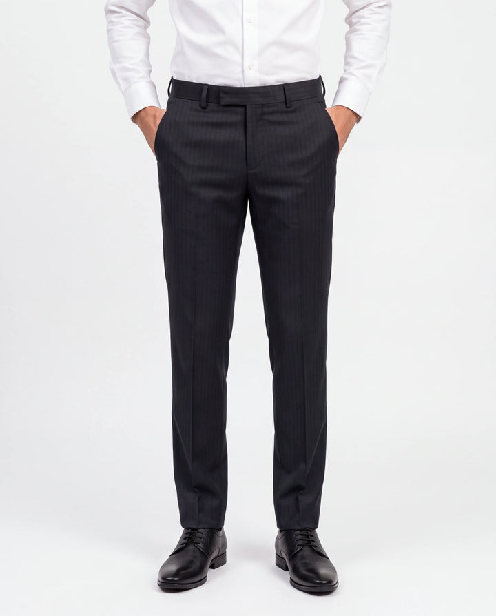 Dark Blue Slim Fit Plain Formal Trouser