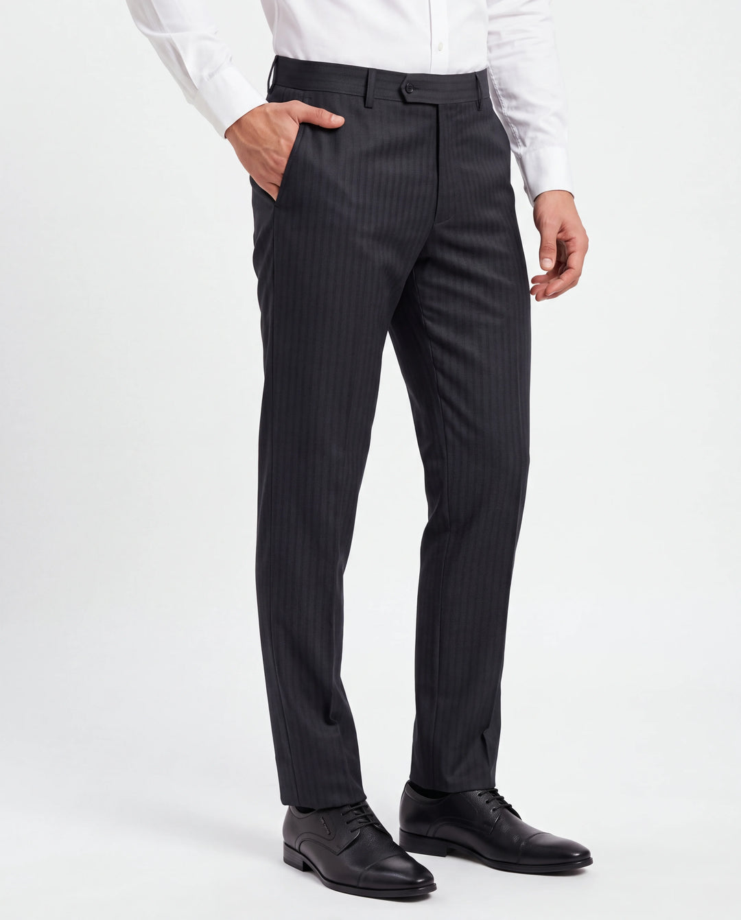 Dark Blue Slim Fit Plain Formal Trouser