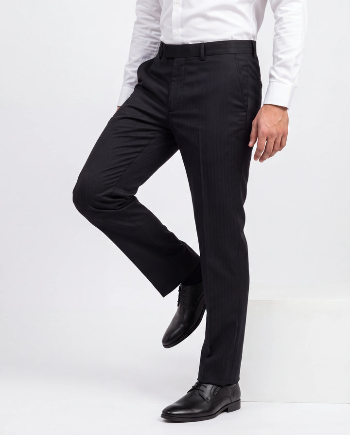 Dark Blue Slim Fit Plain Formal Trouser